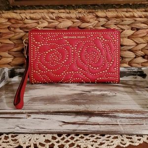 Michael Kors Adele Rose Studded Red Leather Smar